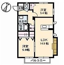 メルヘン青山 201 ｜ 山口県下関市田倉（賃貸アパート2LDK・2階・59.46㎡） その2