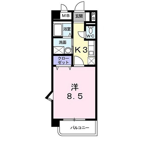 ゲイブルズ 210｜山口県下関市長府江下町(賃貸マンション1K・2階・28.56㎡)の写真 その2