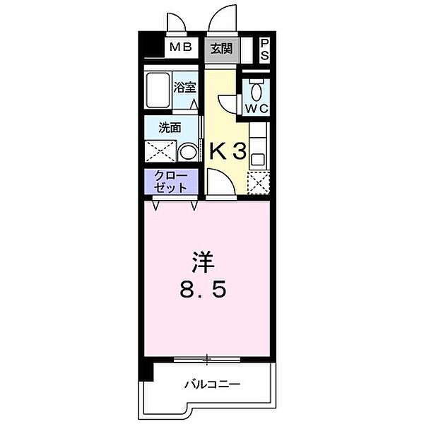 ゲイブルズ 207｜山口県下関市長府江下町(賃貸マンション1K・2階・28.56㎡)の写真 その2