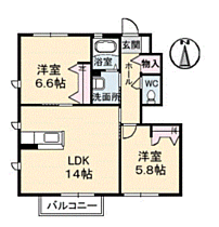 シャーメゾンダンディライオンE棟 103 ｜ 山口県下関市川中豊町5丁目（賃貸アパート2LDK・1階・58.54㎡） その2