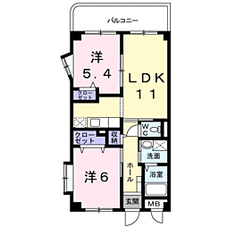 サニー・カーサA 2LDKの間取図画像