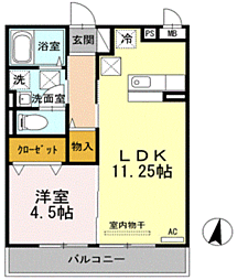 ソレイユ富任B棟 1LDKの間取図画像