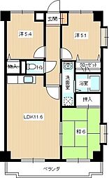 アプローズ熊野2 3LDKの間取図画像