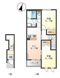 関門マリンビュー 2DKの間取図画像