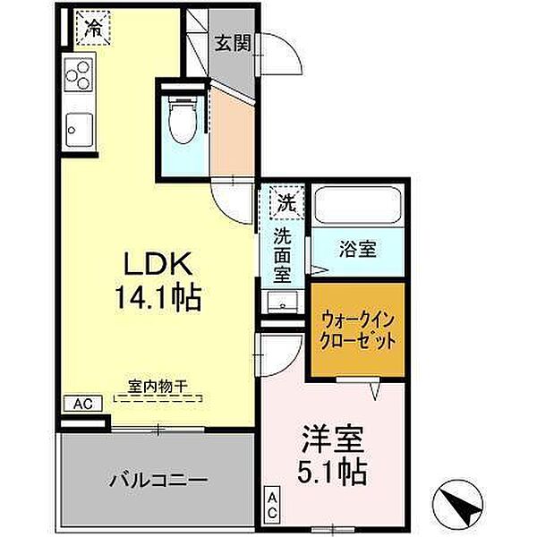 セントラルヒルズ 102｜山口県宇部市中央町1丁目(賃貸アパート1LDK・1階・46.06㎡)の写真 その2