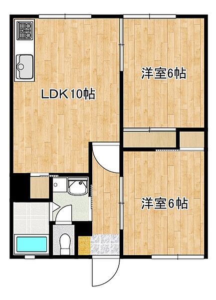 ヴィレッタ山陽 203｜山口県山陽小野田市埴生(賃貸マンション2LDK・2階・41.50㎡)の写真 その2