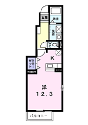 ブルーガーデニア 1Kの間取図画像