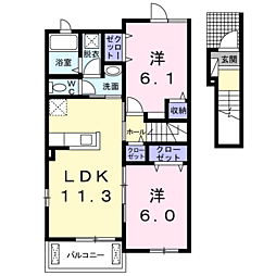 スカイフラワー 2LDKの間取図画像