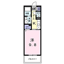 グランデュールアール 1Kの間取図画像
