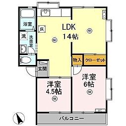 湖水ハイツA 3DKの間取図画像