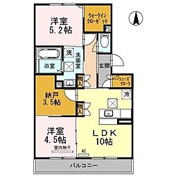 アーバン黒石 2LDKの間取図画像