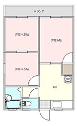 ロイヤルパレス彩佳B 3DKの間取図画像
