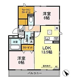 プランドール 2LDKの間取図画像