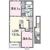 グランターナＡ 201 ｜ 山口県防府市大字新田（賃貸アパート2LDK・2階・59.55㎡） その2