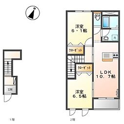 アシューレ 2LDKの間取図画像