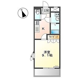 ウィルタウン 1Kの間取図画像