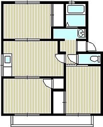 プレジールK1B 3DKの間取図画像