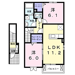 プラシードK.KA 2LDKの間取図画像