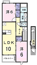 メゾン華陽B 2LDKの間取図画像