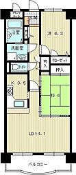 サントノーレ防府 2LDKの間取図画像