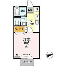 セジュール壱番館 1Kの間取図画像