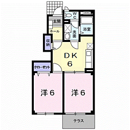 メローパヒューム薔薇 2DKの間取図画像