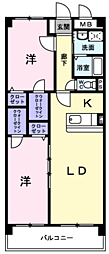 レジデンス牟礼 2LDKの間取図画像