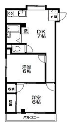 井草誠和館 2DKの間取図画像