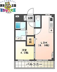 サニープレイス戸町 1LDKの間取図画像