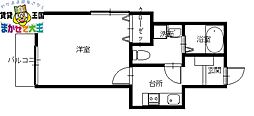 アミティ白木 1Kの間取図画像