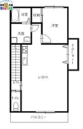 AmityCross 1LDKの間取図画像