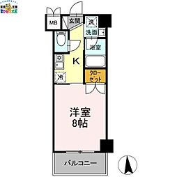 マインズ3 1Kの間取図画像