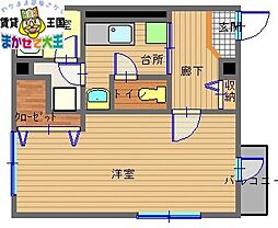 サニーヒルズ 1Kの間取図画像