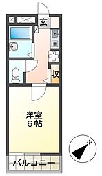 ハピメント片倉 1階1Kの間取り