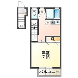 ファインT2 2階1Kの間取り