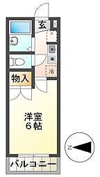 ユーコート八王子 3階1Kの間取り