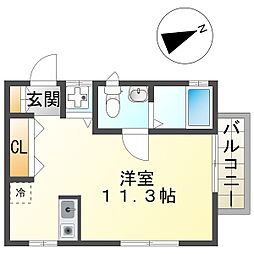 アットホームかわせみ2 ワンルームの間取図画像