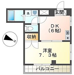KRAFTBLDG2 1DKの間取図画像