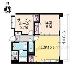ベリエ茶五 2LDKの間取図画像