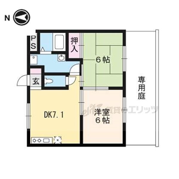 京都府京都市左京区吉田上阿達町(賃貸マンション2DK・1階・43.20㎡)の写真 その2