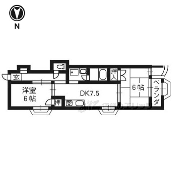 ヴィラ・ツインクルタカダビル 302｜京都府京都市右京区西院東淳和院町(賃貸マンション2LDK・3階・45.60㎡)の写真 その2