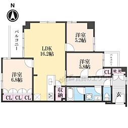 Ｌｉｎｄｅｎ夷町 2階3LDKの間取り