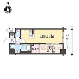ソルテラス京都西院STATION SIDE 2階1LDKの間取り
