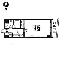 阪急京都本線 西京極駅 徒歩3分の賃貸マンション 5階1Kの間取り