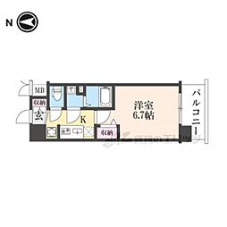 ソルテラス京都JUJO薫 7階1Kの間取り