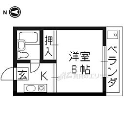 阪急京都本線 西院駅 徒歩5分の賃貸マンション 1階1Kの間取り