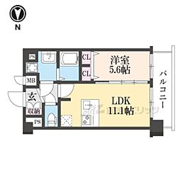 プレサンス十条凛華 7階1LDKの間取り