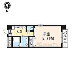 サンクチュアリ四条高倉 4階1Kの間取り
