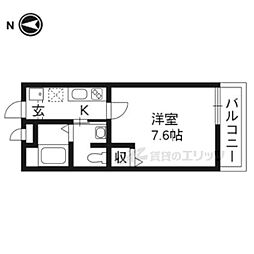 フラッティ堀川高辻 1Kの間取図画像
