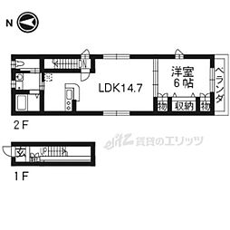 阪急京都本線 西京極駅 徒歩4分の賃貸マンション 2階1LDKの間取り